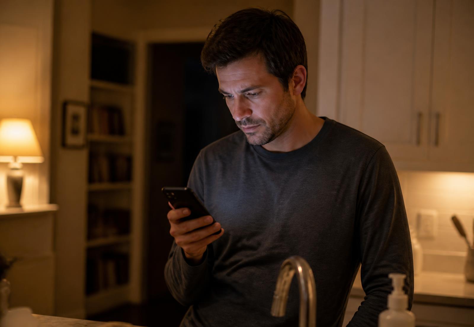 On-call physician at home answering a late-night clinical page